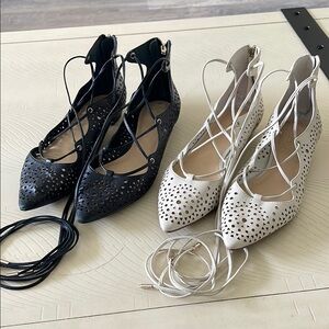 2 pairs Ivanka Trump Elegant Leather Lace-Up Women's Shoes/Flats